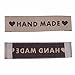 50 Count Handmade Fabric Label Tags with Hearts Light Coffee Color 60mm x 15mm