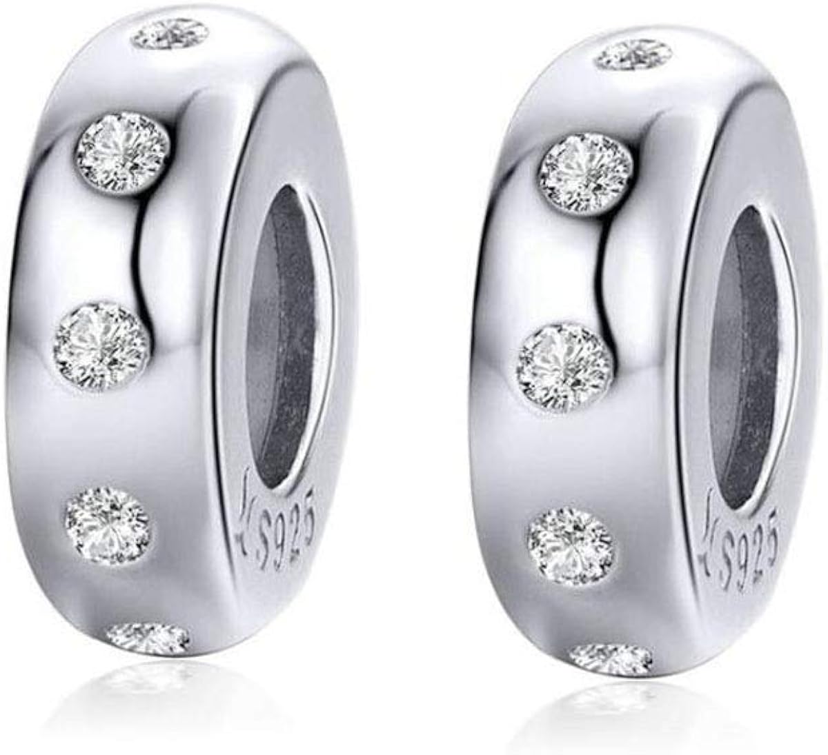 Charm Bracelet Spacer Beads Sterling Silver 2pcs Rubber Stopper Charm