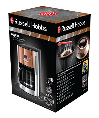 Russell Hobbs Digitale Kaffeemaschine Luna Edelstahl/Kupfer, programmierbarer Timer, bis 12 Tassen, 1,5l Glaskanne… – Bild 3