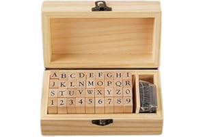 Wooden Seal Set - 45Pcs Rubber Stamps for Kids and Adults Includes Alphabet Numbers and Symbols Perfect for Diy Cards Scrapbo