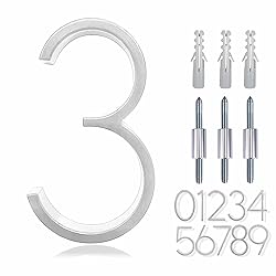5" Zinc Alloy Floating House Number, Metal Modern