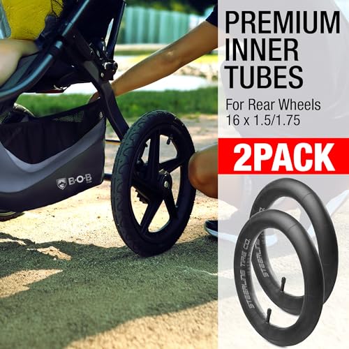 16'' x 1.5/1.75 Premium Explosion Proof Inner Tire Tube for BOB Revolution SE/Flex/Pro/Sport Utility/Ironman Strollers - The Perfect BOB Stroller Tire Tube Replacement [2-Pack] Steerling Tire Co.