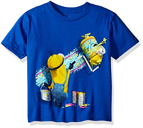 Despicable Me Boys' Big Minion Paint Roller T-Shirt, Blue, 8