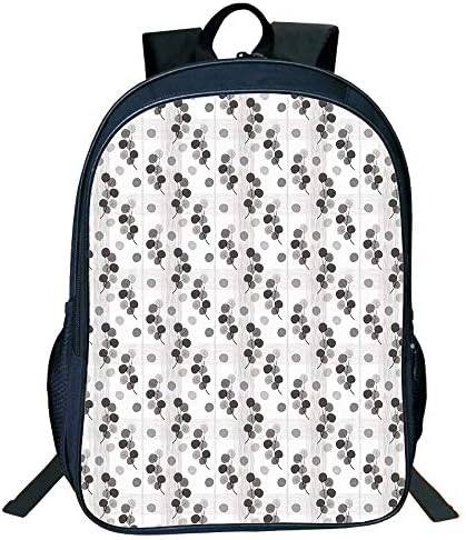 Print Black Double-Deck Rucksack,Abstract,Fall Tree Branches Monochrome Image Lined Background Autumn Foliage Decorative,Charcoal Grey Pale Grey Kids,Pictures Print Design.15.7"x 11.8"x 6.3"