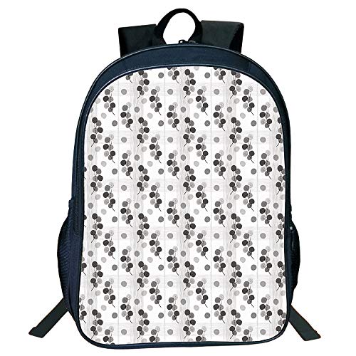 Print Black Double-Deck Rucksack,Abstract,Fall Tree Branches Monochrome Image Lined Background Autumn Foliage Decorative,Charcoal Grey Pale Grey Kids,Pictures Print Design.15.7"x 11.8"x 6.3"