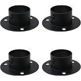 Wealrit 1.5" Round Post Bases 4Pcs,Stainless Steel Black Flange Anchor Base | Heavy Duty Post Bracket for Fence Deck Railing Support,Pipe Post Brackets,Outdoor Fence Pipe Floor Mount Base,Side Set Screw