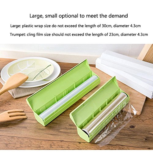 PAWACA Plastic Wrap Cutter, Food Freshness Wrap Dispenser, Foil and Cling Film Cutter Plastic Storage Holder Kitchen Accessories