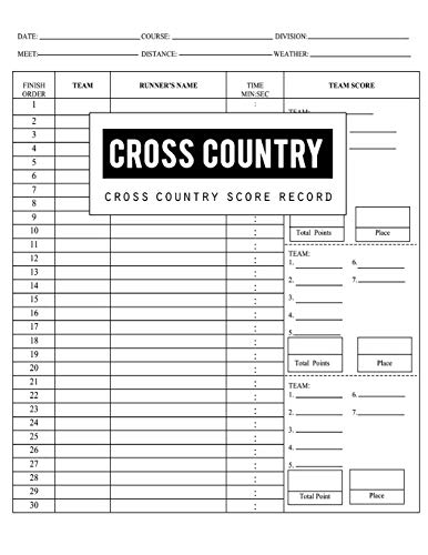 Cross Country Score Record: Cross Country Score Record Keeper Book ...