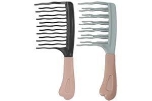 2 Pcs Curl Defining Brush Natural Curly Hair Wide Tooth Comb Detangling Shaping and Curls Scalp Detox Flakes Oil Removal Styl