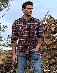 CQR Men's 100% Cotton Plaid Flannel Shirt, Long