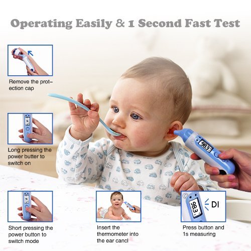 Baby Thermometer – Infrared Digital Thermometer Baby Ear And Forehead Thermometer Suitable For Baby, Infants, Toddler & Adults, Fast, Safe & Accurate Medical Thermometer - Thumbnail 7