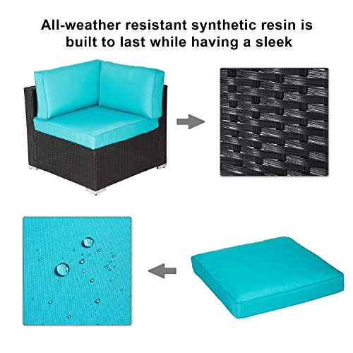 Kinsunny Peach Tree 7 PCs Outdoor Patio Furniture Sets PE Rattan Wicker