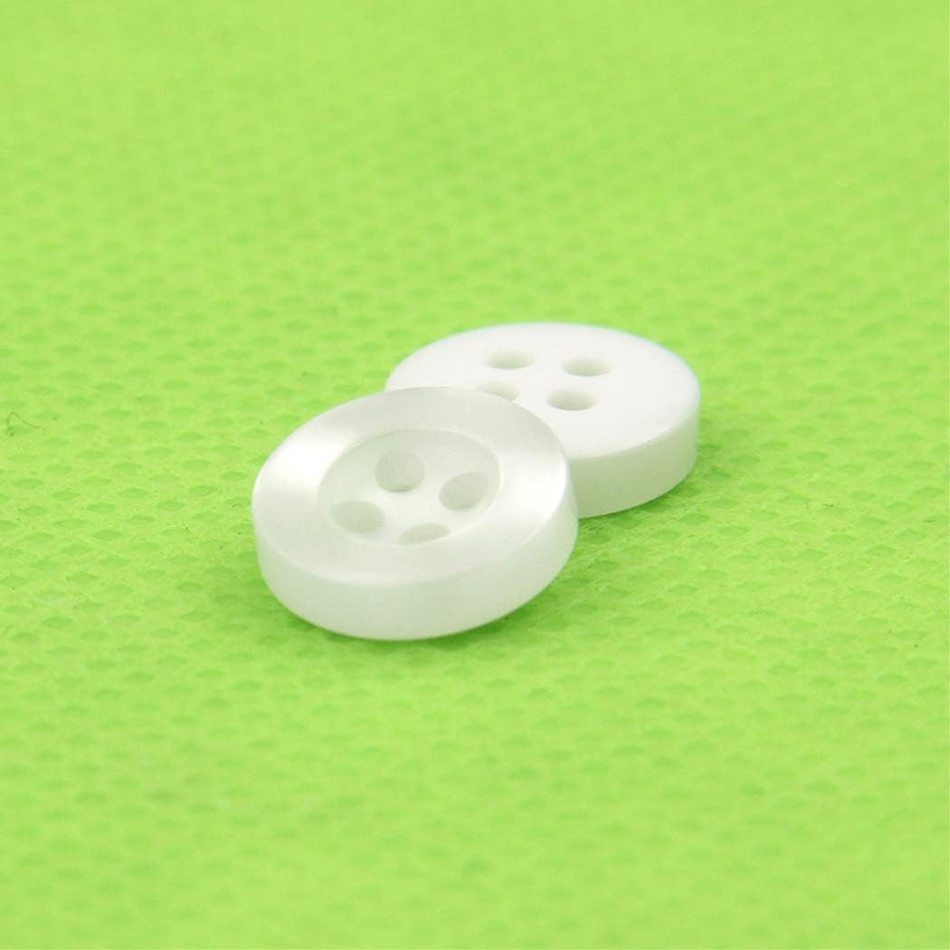VanSP 50PCS Natural Resin 4 Hole Round Button-Multicolor Double Sided Wide Edge Replacement Button for Knitted Shirts Suits Hats White 11mm X 50Pcs