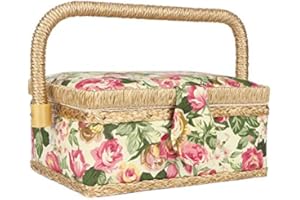 Sewing Basket Thread Needle Storage Box Fabric Ft Household Sewing Storage Box with Sewing 2 (pastoral rose)