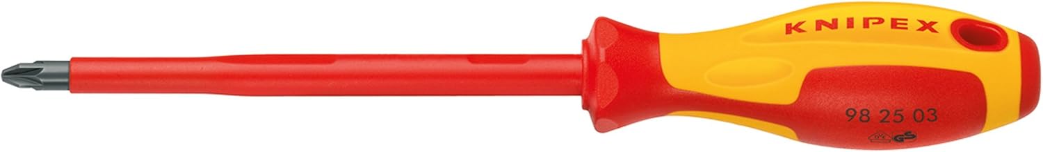 KNIPEX Screwdriver for Cross Recessed Screws Pozidriv Insulating Multi-Component Handle, VDE-Tested 320 mm, 98 25 04