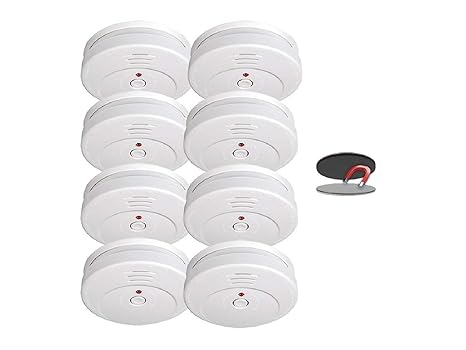 SMARTWARES 8er-Set Rauchmelder reinweiß mit Magnethalter, 85dB Alarm, TÜV zertifiziert; RM149 RMAG2