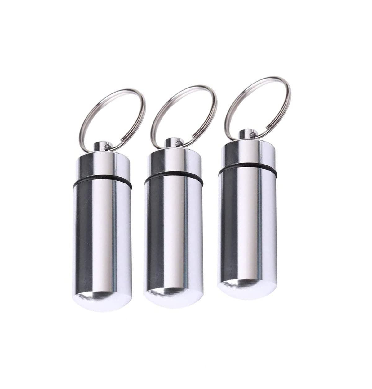 Bessy shop Small First Aid Drug Holder Pill Container，3 pcs Mini Aluminum Keychain Pill Bottle Outdoor Medicine Bottle Key Ring Pocket Pill Case for Outdoor Travel Camping.