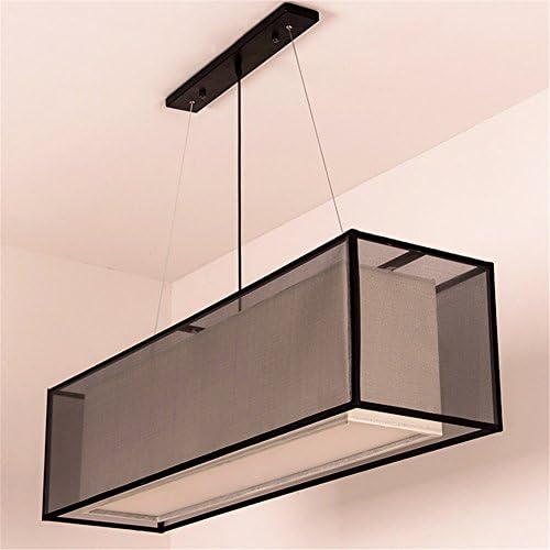 Wmshpeds Modern new Chinese chandeliers restaurant lights printing fabric rectangular dining chandeliers living room decoration bedroom study lamp [Energy Class A++]