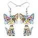 Acrylic Drop Cat Earrings Pets Funny Design 7 Color Lovely Gift For Women By The Bonsny (Blue)