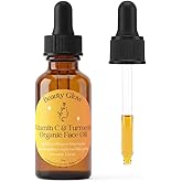 Organic Turmeric & Vitamin C Face Oil for Dark Spots Brightening Age Defying for Fine Lines & Wrinkles Moisturizing Hydrating Serum Natural Anti Aging 1 Oz Beauty Glow