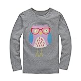 Coralup Little Girls Cotton T-Shirt(Owl,18M-7T)