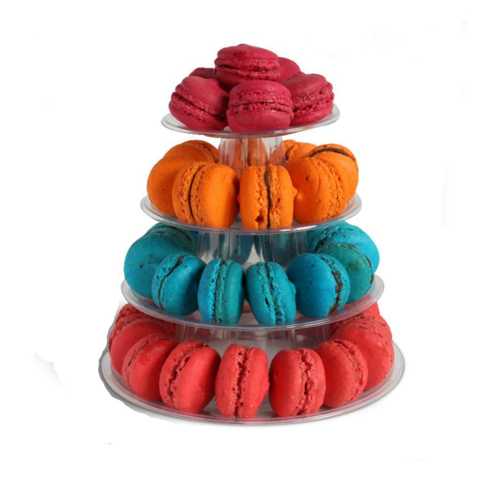 4-Layer Round Macaron Tower Cake Stand Macaron Display Rack for Wedding Birthday Party Dessert Stand Cake Plate