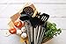 8 Piece Kitchen Utensil Set - Stainless Steel and Black Silicone - Modern Nonstick Utensils Cooking Tools Including Serving Tongs, Spoon, Spatula Tools, Pasta Server, Ladle, Strainer,