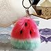 SUPPION Watermelon Rabbit Fur Ball Keychain Bag Plush Car Key Ring Car Key Pendant (Hot Pink)