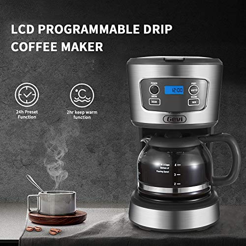 Gevi Coffee Maker, 5 Cups Small Programmable Coffee Machine with Reusable Filter, Keep Warm