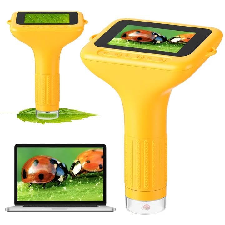 Microscope for Kids 3" IPS Screen Digital Microscope 1000X Magnification 1080P Handheld Microscope with 8 LEDs and 32MB Memory USB Pocket Microscope for PC/Mac