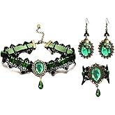 Qrettie Choker Necklace for Women Gothic Black Lace Necklace for Halloween Punk Steampunk Costume Party Retro Lolita Victorian Choker Halloween Vampire Pendant Chain