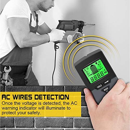 Stud Finder with Digital Level, 5 in 1 Wood Stud Finder Wall Scanner with Sound Warning, Digital LCD Display, Stud Finder, Magnetic Stud Finder and Center Stud Finder