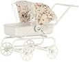 Wonham Dolls House Miniature 1:12 Scale Nursery Furniture Navy And Cream Baby's Pram