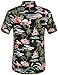 SSLR Mens Hawaiian Shirt Flamingos Casual Short Sleeve Aloha Shirt (Medium, Black)