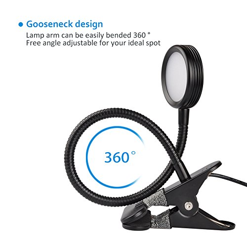 LEPOWER Clip on Light / Reading Light/ Light Color Changeable/ Night Light Clip on for Desk, Bed Headboard and Computers (Black)