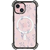 CASETiFY Bounce iPhone 15 Case [6X Military Grade Drop Tested / 21.3ft Drop Protection/Compatible with Magsafe] - Small Blue Flowers - Clear Black