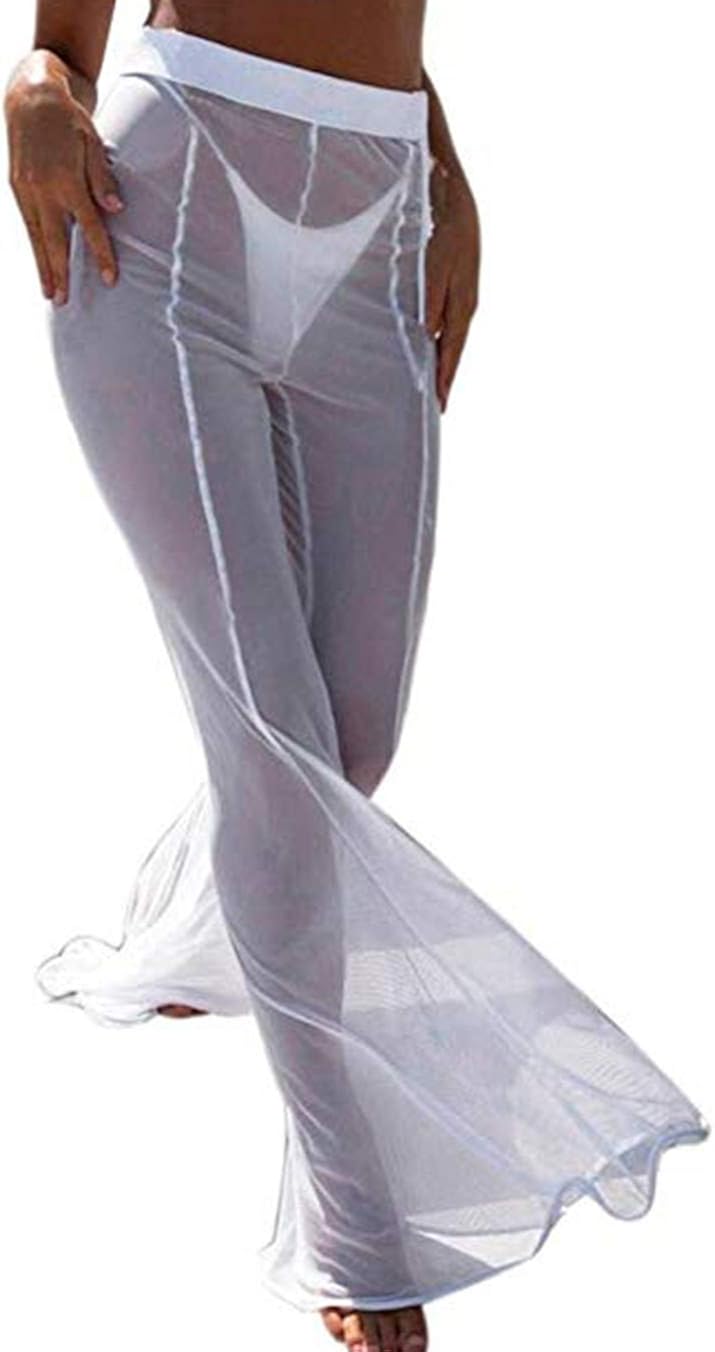 white see through cover up pants