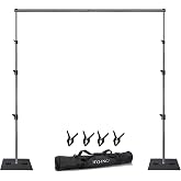 HYJ-INC Heavy Duty Backdrop Stand Pipe and Drape Photography Backdrop Stand Kit Adjustable Photo Background Stand 10ft x 10ft with Metal Base, 4 Clamps,Carrying Bag for Photography Video Studio
