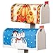 Collections Etc Festive Fall Pumpkin and Winter Snowmen Mailbox Covers - Set of 2