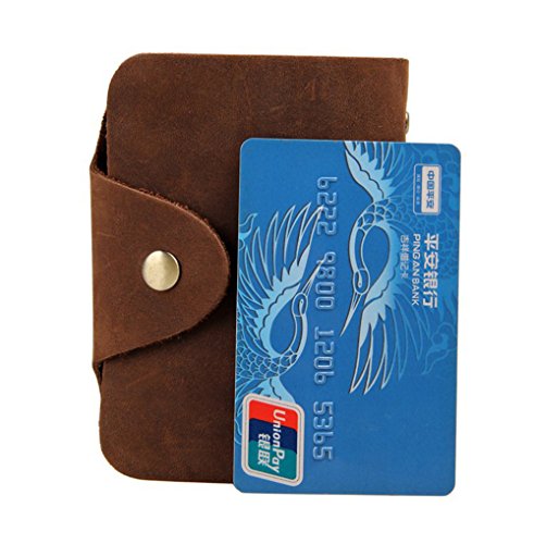 Vintage Leather Credit Card Holder Wallet,UBaymax 26 Slots Crazy Horse Leather Cards Book Case Brown