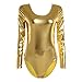 YiZYiF Gymnastics Leotard Women/Girls One Piece Long Sleeve Metallic Athletic Dance wear Gold Medium