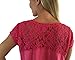 DKNY Jeans Women's Short Sleeve Relaxed Fit Latest Fashion Signature Soft Lace Top
