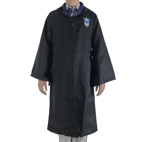 Great Adult Harry Potter Gryffindor Slytherin Ravenclaw Hufflepuff Fancy Robe Cloak Costume And Tie (M, Ravenclaw Robe&Tie)