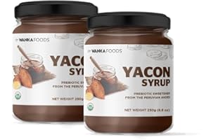 WANKA FOODS Organic Yacon Syrup, Natural Sweetener Rich in Antioxidants, Vitamins, Prebiotics, Low Glycemic Index, Low Calories, Boosts Metabolism, Blood Sugar, Keto-Friendly, Peruvian (2 Pack)
