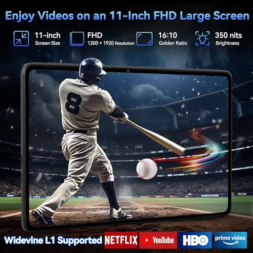 Tablet 2026 World's First Android 16 Tablet with Gemini AI, 11 Inch FHD Display, 24GB RAM 128GB ROM /2TB TF, T7250 CPU+13MP Camera, 8000mAh, Widevine L1, 2 in 1 Tablets with Keyboard Mouse Stylus