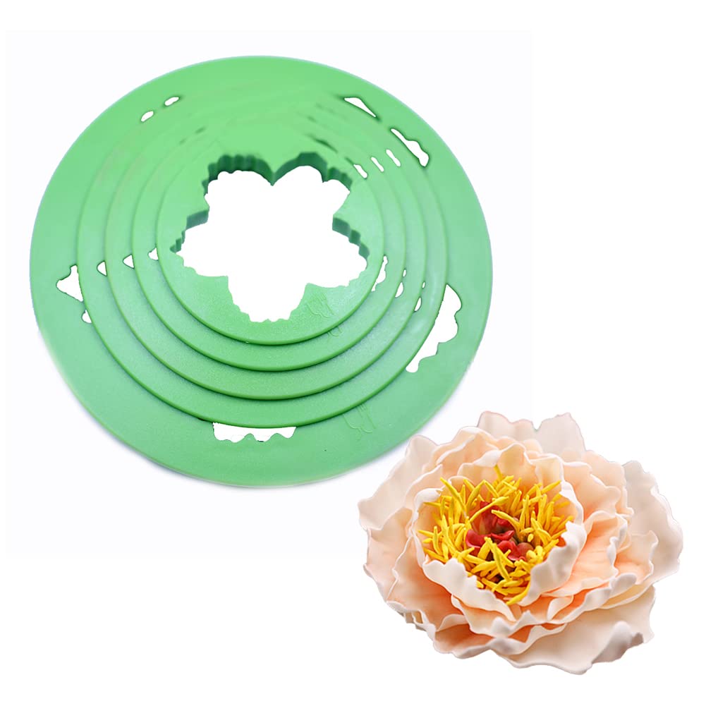 SK 5-Piece Peony Fondant Cutters Set Sugarcraft Modeling Tools Kit for Cake Decoration Green