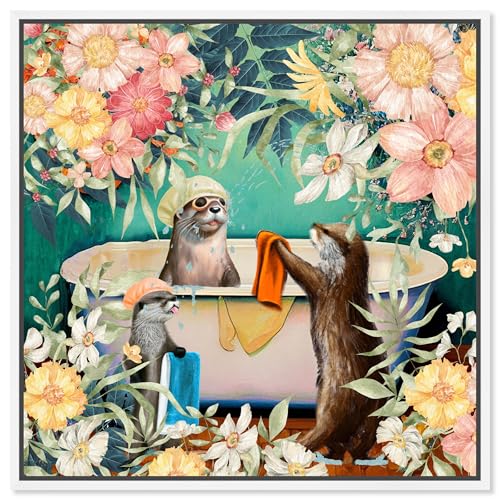 The Oliver Gal Artist Co. Animals Eclectic Canvas Wall Art Otter Bath Living Ro…