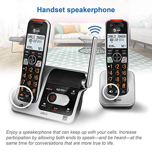 AT&T BL102-3 DECT 6.0 3-HANDSET CORDLESS PHONE FOR HOME WITH ANSWERING MACHINE, CALL BLOCKING, CALLER ID ANNOUNCER, AUDIO ASSIST, INTERCOM, AND UNSURPASSED RANGE, SILVER/BLACK