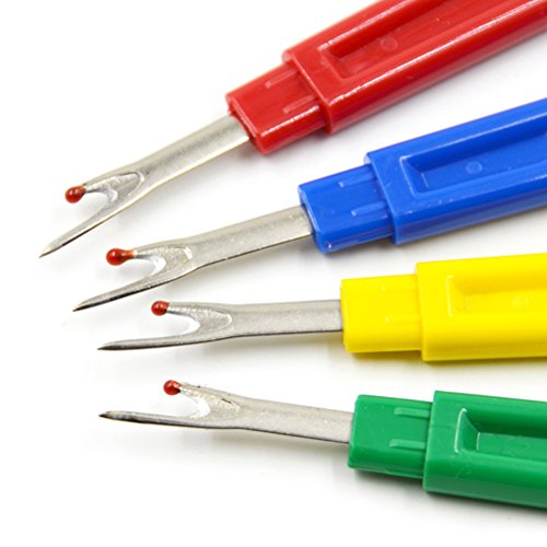 7thLake Best large seam ripper 100% durable Four brightly colored seam rippers in each package, each one has protective cap. Perfect sewing supplies for opening seams and hems