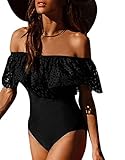 Vsecrety Women's Sexy Ruffled Off-shoulder One Piece Monokini Swimsuit Swimwear